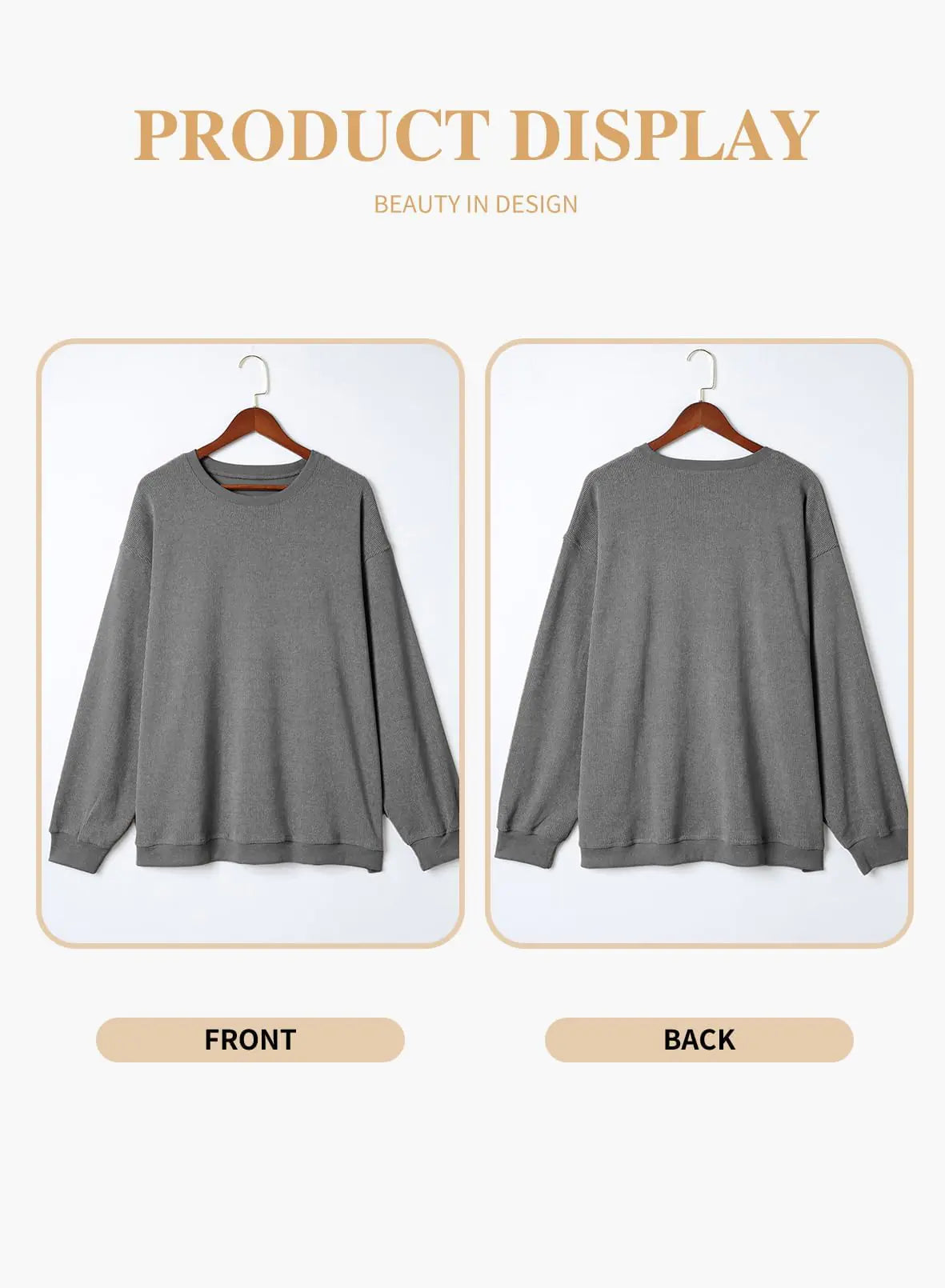 Eytino Women Plus Size Sweatshirts Long Sleeve Crew Neck Casual Oversized Soft Pullover Tops Shirts(1X-5X) 5X Q Grey