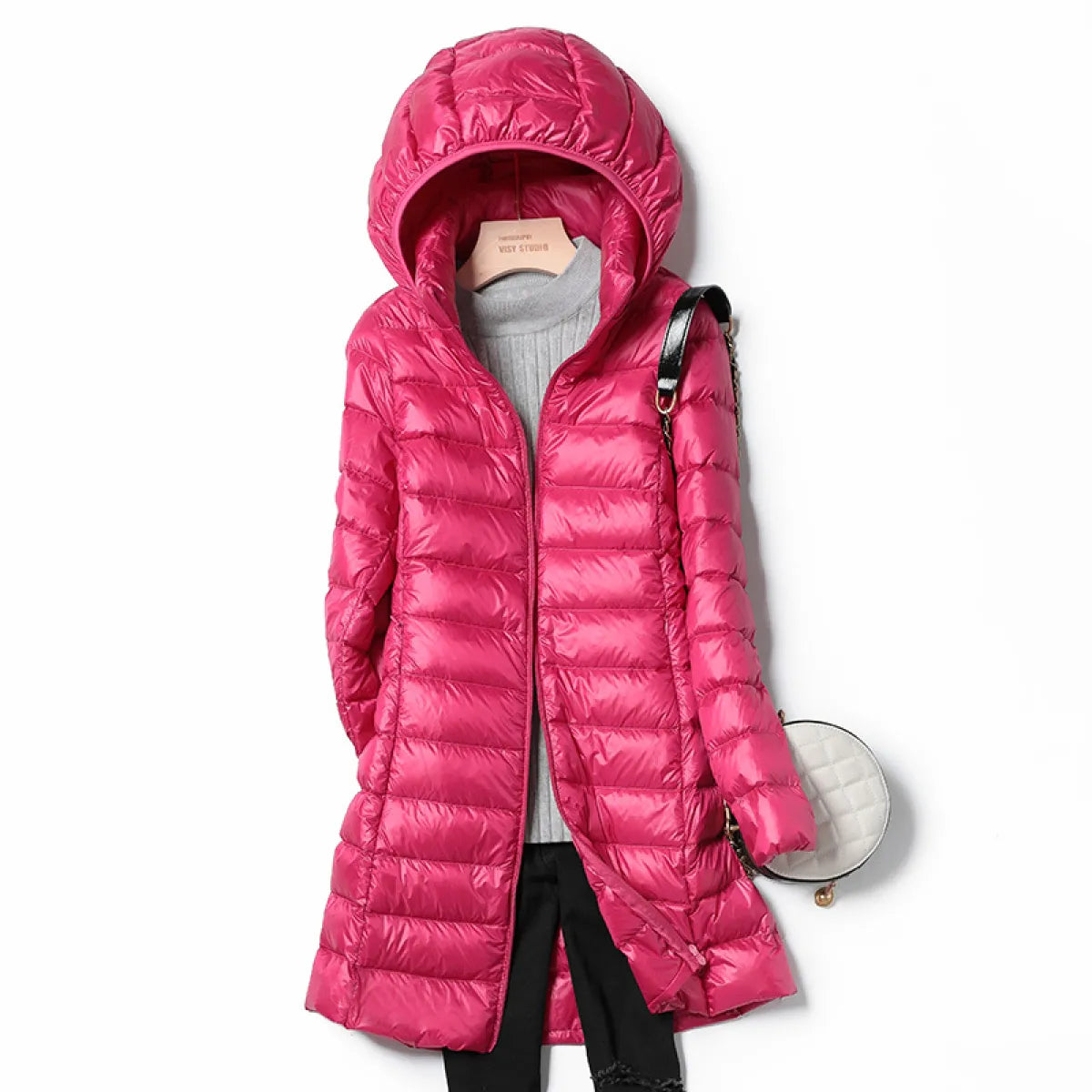 Plus Size Women's Mid-length Lightweight Down Jacket